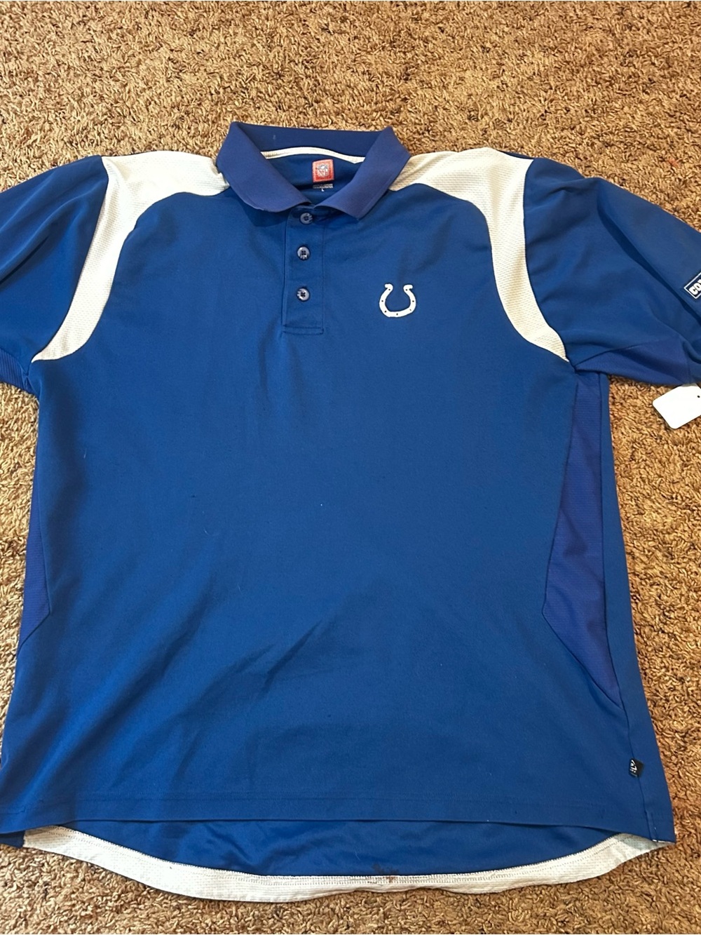 Men's NFL Colts, Blue Polo Shirt with White Accents